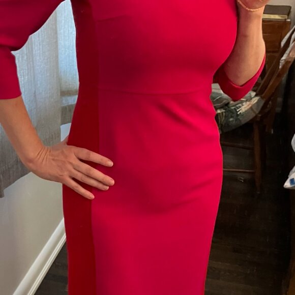 Hot Pink with red accent and beautiful neck line - business dress to impress - Picture 4 of 6